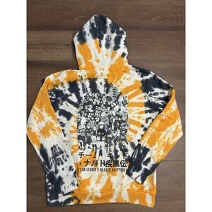 Team Liquid x Naruto Mens Hoodie Tie Dye Yellow Navy Shippuden Sz Small New